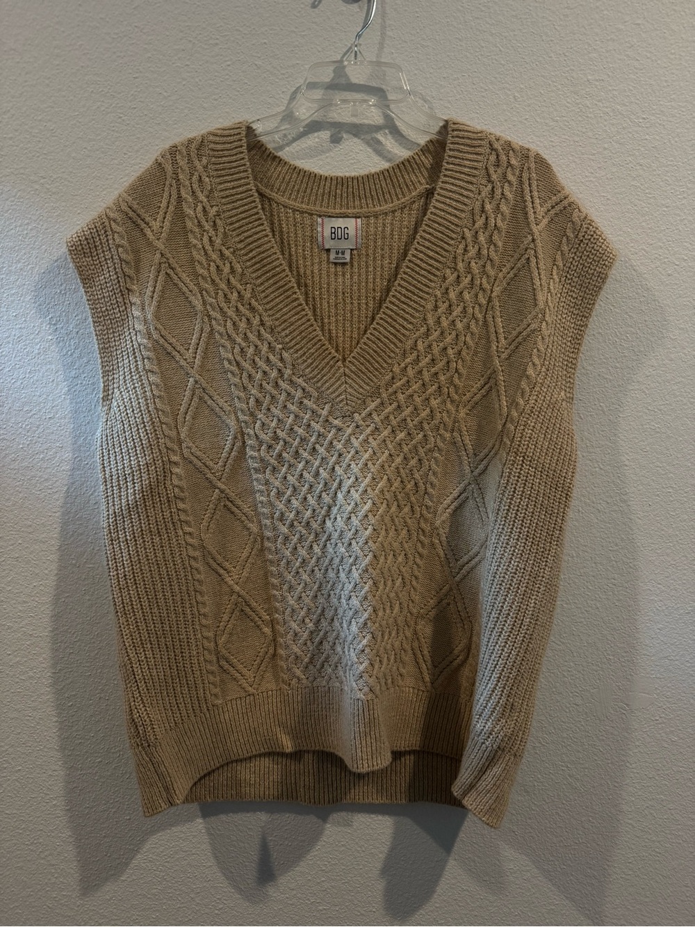 BDG Cable Knit V-Neck Sweater Vest